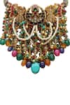 Tad Accessories_Multi Color Crystals, Stones, Beads Two Imitation Polki Necklace And Earrings Set _Online_at_Aza_Fashions