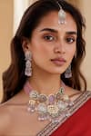 Buy_Tad Accessories_Pink Stones Gold Finish Imitation Kundan Necklace Set _at_Aza_Fashions