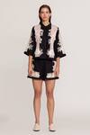 Shop_RANNA GILL_Black Viscose Embroidery Collared Alice Shirt _Online_at_Aza_Fashions