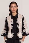 RANNA GILL_Black Viscose Embroidery Collared Alice Shirt _at_Aza_Fashions