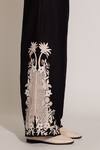 RANNA GILL_Black Viscose Embroidery Khloe Pant _Online_at_Aza_Fashions