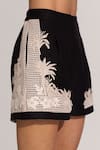 Shop_RANNA GILL_Black Viscose, Linen Embroidery Noa Shorts _Online_at_Aza_Fashions