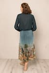 RANNA GILL_Green Georgette Collared Bern Buttondown Shirt _Online_at_Aza_Fashions