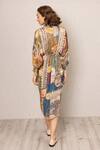 Shop_RANNA GILL_Multi Color Viscose Sequins Collared Nowra Kimono Wrap Dress _at_Aza_Fashions