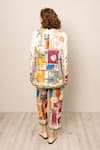 Shop_RANNA GILL_Multi Color Viscose, Linen V-neck Kiro Oversized Jacket _at_Aza_Fashions