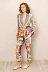 Buy_RANNA GILL_Multi Color Viscose, Linen V-neck Kiro Oversized Jacket _Online_at_Aza_Fashions