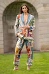 Buy_RANNA GILL_Multi Color Linen, Viscose Tina Pleated Rara Pants _at_Aza_Fashions