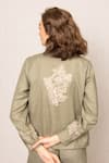 Shop_RANNA GILL_Green Polyester Embroidery Collared Rio Button Down Shirt _at_Aza_Fashions