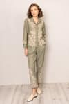 Buy_RANNA GILL_Green Polyester Embroidery Raylen Rara Pant _at_Aza_Fashions