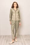 Buy_RANNA GILL_Green Polyester Embroidery Raylen Rara Pant _Online_at_Aza_Fashions