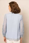 Shop_RANNA GILL_Blue Georgette Embroidery V-neck Stormi Blouse _at_Aza_Fashions