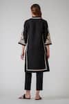 Shop_RANNA GILL_Black Viscose Embroidery V-neck Rob Tunic _at_Aza_Fashions