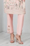 RANNA GILL_Pink Lurex Embroidery Split V-neck Mason Embellished Tunic Set _Online_at_Aza_Fashions