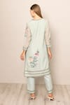 Shop_RANNA GILL_Green Linen Embroidery V-neck Oraya Kurta And Pant Set _at_Aza_Fashions