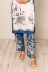 Buy_RANNA GILL_White Crepe Embroidery Collared Elaya Tunic And Pant Set _Online_at_Aza_Fashions