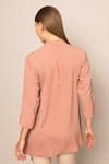 Shop_RANNA GILL_Peach Crepe Embroidery V-neck Mahi Blouse _at_Aza_Fashions