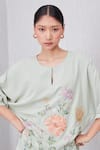 Buy_RANNA GILL_Green Crepe Embroidery Keyhole Neck Bria Top And Pant Set _Online_at_Aza_Fashions