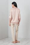 Shop_RANNA GILL_Peach Polyester Embroidery Collared Valoura Shirt _at_Aza_Fashions