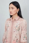 Buy_RANNA GILL_Peach Polyester Embroidery Collared Valoura Shirt _Online_at_Aza_Fashions