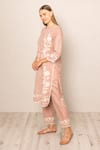 RANNA GILL_Pink Polyester Embroidery Round Neck Miraya Printed Kurta And Pant Set _at_Aza_Fashions