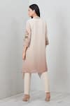 Shop_RANNA GILL_Beige Embroidery Split V-neck Azara Floral Pattern Tunic _at_Aza_Fashions