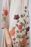 Buy_RANNA GILL_Beige Embroidery Split V-neck Azara Floral Pattern Tunic _Online_at_Aza_Fashions