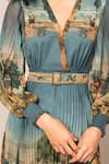 Buy_RANNA GILL_Multi Color Polyester, Chiffon V-neck Evora Pleated Dress 