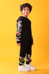 Anthrilo_Black Fleece Placement Pattern Sweatshirt And Joggers Set _Online_at_Aza_Fashions