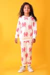 Buy_Anthrilo_White Fleece Bow Pattern Sweatshirt And Joggers Set _at_Aza_Fashions