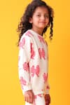Anthrilo_White Fleece Bow Pattern Sweatshirt And Joggers Set _at_Aza_Fashions