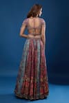 Shop_Tarun Tahiliani_Pink Embroidery, Beads Notched Neck Floral Pattern Lehenga Set _at_Aza_Fashions