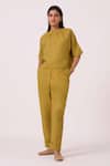 Buy_The Summer House_Olive Green Linen Pip Pant _at_Aza_Fashions