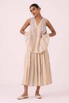 The Summer House_Beige Cotton Mikhail Handwoven Skirt _at_Aza_Fashions