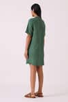 Shop_The Summer House_Green Linen Collared Tula Shift Dress _at_Aza_Fashions