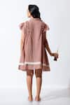 Shop_Vaani Beswal_Brown Lace Collared Aurora Dress _at_Aza_Fashions
