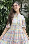 Vaani Beswal_Multi Color Applique Nimbu Handwoven Cotton Dress _Online_at_Aza_Fashions