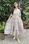 Buy_Vaani Beswal_Multi Color Applique Nimbu Handwoven Cotton Dress _Online_at_Aza_Fashions