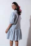 Shop_Vaani Beswal_Blue Applique Collared Whimsy Handwoven Cotton Dress _at_Aza_Fashions