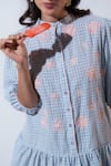 Vaani Beswal_Blue Applique Collared Whimsy Handwoven Cotton Dress _Online_at_Aza_Fashions