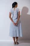 Shop_Vaani Beswal_Blue Embroidery V-neck Candy Floss Dress _at_Aza_Fashions