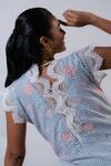 Buy_Vaani Beswal_Blue Embroidery V-neck Candy Floss Dress _Online_at_Aza_Fashions