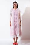 Buy_Vaani Beswal_Pink Embroidery Round Neck Daylight Dress _at_Aza_Fashions