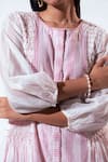Vaani Beswal_Pink Embroidery Round Neck Daylight Dress _Online_at_Aza_Fashions