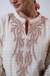 Vaani Beswal_Brown Embroidery Notched Neck Somnia Kurta Set _Online_at_Aza_Fashions