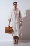Buy_Vaani Beswal_Brown Embroidery Notched Neck Somnia Kurta Set _at_Aza_Fashions