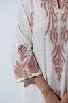 Shop_Vaani Beswal_Brown Embroidery Notched Neck Somnia Kurta Set _Online_at_Aza_Fashions