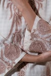 Vaani Beswal_Brown Embroidery Notched Neck Somnia Kurta Set _at_Aza_Fashions