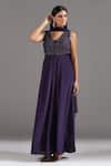 Shop_Two Sisters By Gyans_Purple Crepe Cut Work, Sequins V-neck Embroidered Anarkali With Dupatta _Online_at_Aza_Fashions