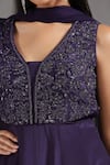 Two Sisters By Gyans_Purple Crepe Cut Work, Sequins V-neck Embroidered Anarkali With Dupatta _at_Aza_Fashions