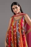 Two Sisters By Gyans_Pink Sequins, Cut Work Round Neck Noor-e-banaras Anarkali Set _Online_at_Aza_Fashions